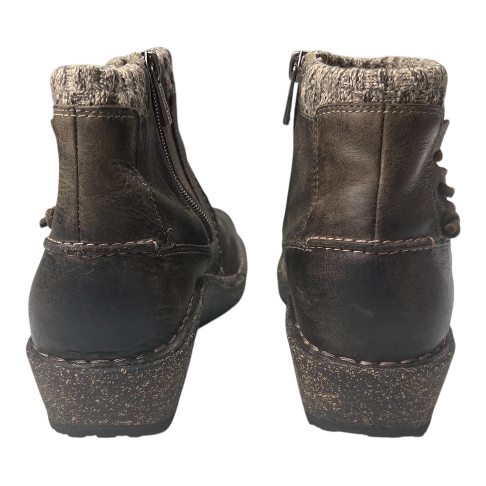 Aetrex Tessa Sweater Ankle Boot 10 Brown Nubuck Leather Booties Casual Cabincore - Picture 4 of 11